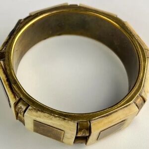 Vintage Bone & Brass Statement Bangle | African Geometric Bracelet | Handcrafted